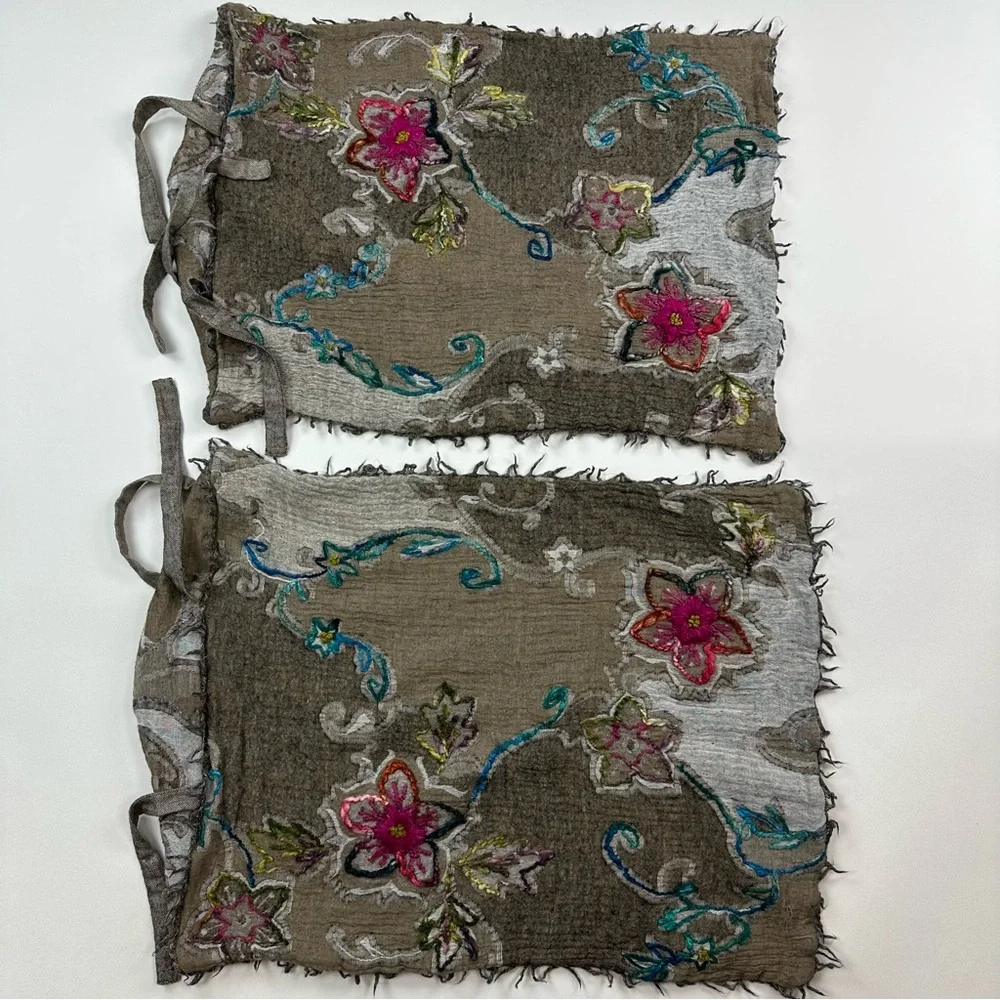Soft Surroundings Artsy Floral Embroidered Unique Pillow Case Shams